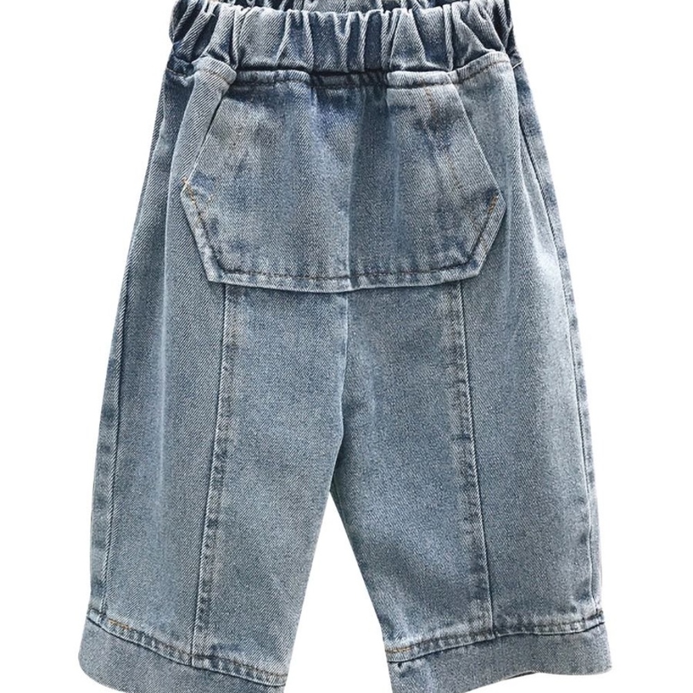 Elastic Waist Loose Fit Front Pocket Jeans